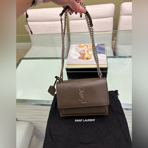 Authentic Saint Laurent Medium Sunset Bag in Olive Green - Picture 13 of 13